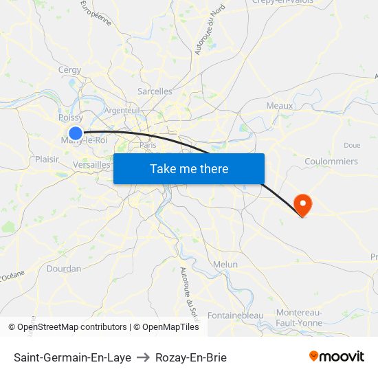 Saint-Germain-En-Laye to Rozay-En-Brie map