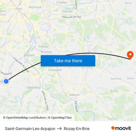 Saint-Germain-Les-Arpajon to Rozay-En-Brie map