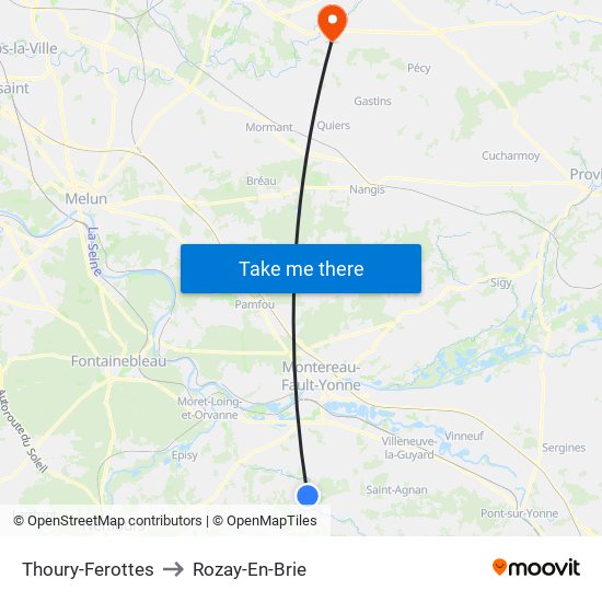 Thoury-Ferottes to Rozay-En-Brie map