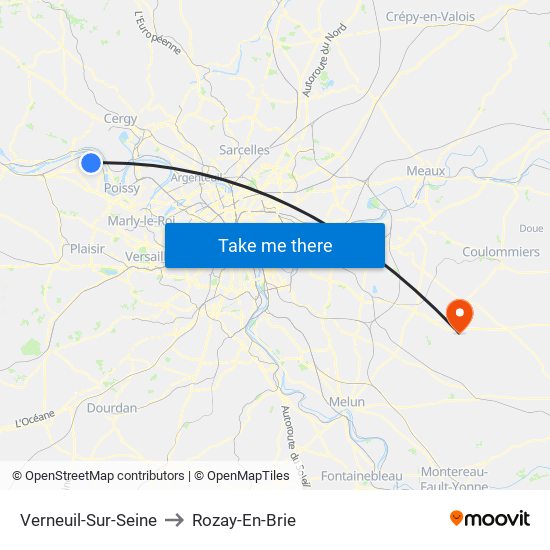 Verneuil-Sur-Seine to Rozay-En-Brie map