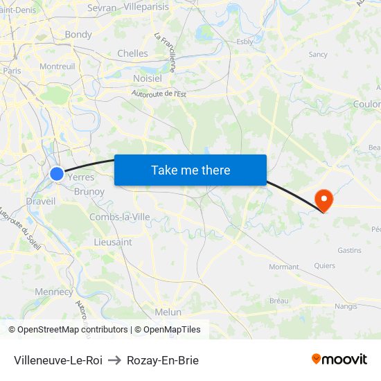 Villeneuve-Le-Roi to Rozay-En-Brie map