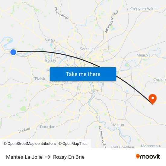 Mantes-La-Jolie to Rozay-En-Brie map