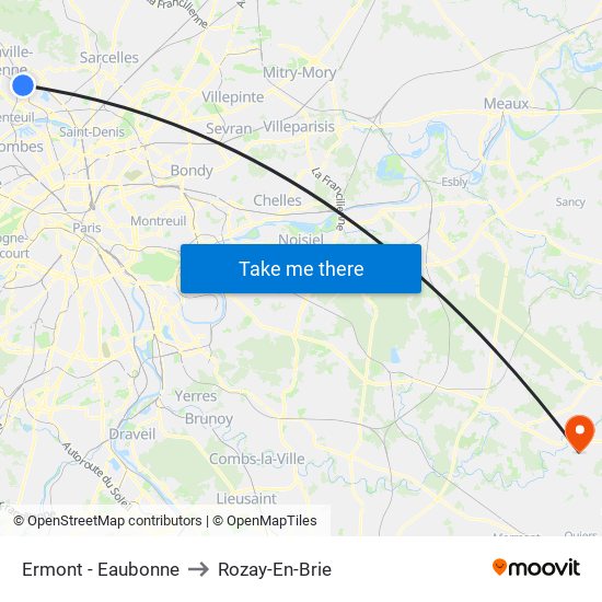 Ermont - Eaubonne to Rozay-En-Brie map