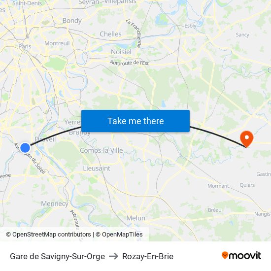 Gare de Savigny-Sur-Orge to Rozay-En-Brie map