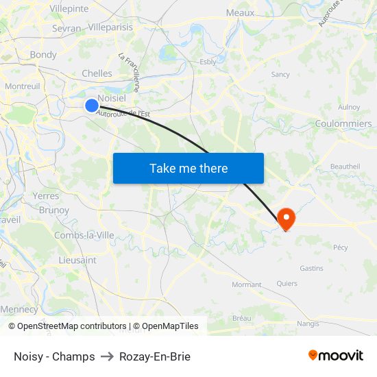 Noisy - Champs to Rozay-En-Brie map