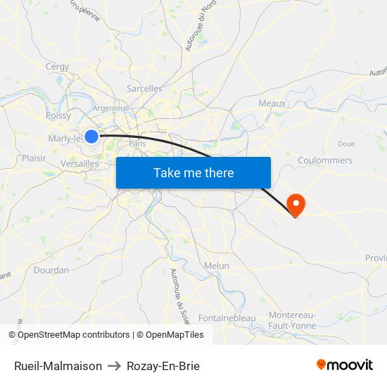 Rueil-Malmaison to Rozay-En-Brie map