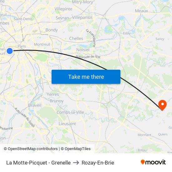 La Motte-Picquet - Grenelle to Rozay-En-Brie map