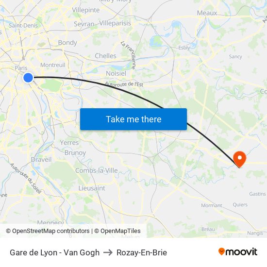 Gare de Lyon - Van Gogh to Rozay-En-Brie map