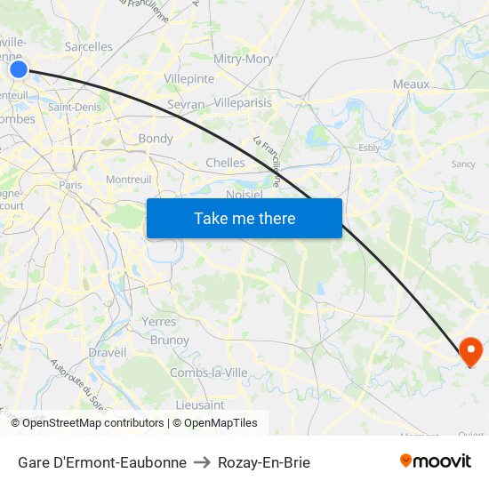 Gare D'Ermont-Eaubonne to Rozay-En-Brie map