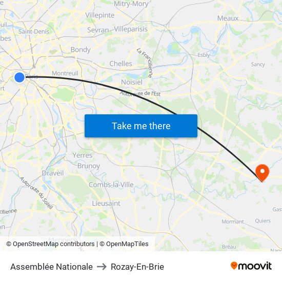 Assemblée Nationale to Rozay-En-Brie map