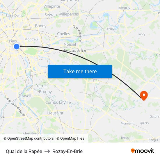 Quai de la Rapée to Rozay-En-Brie map