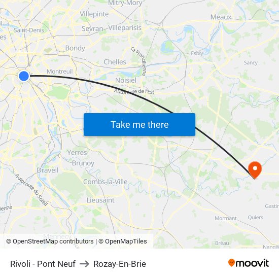 Rivoli - Pont Neuf to Rozay-En-Brie map