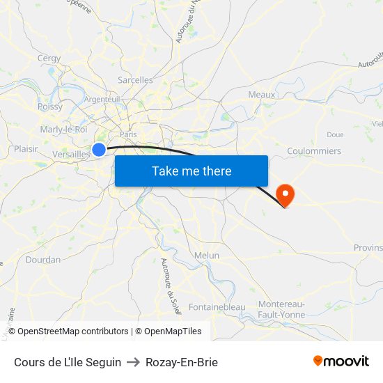 Cours de L'Ile Seguin to Rozay-En-Brie map