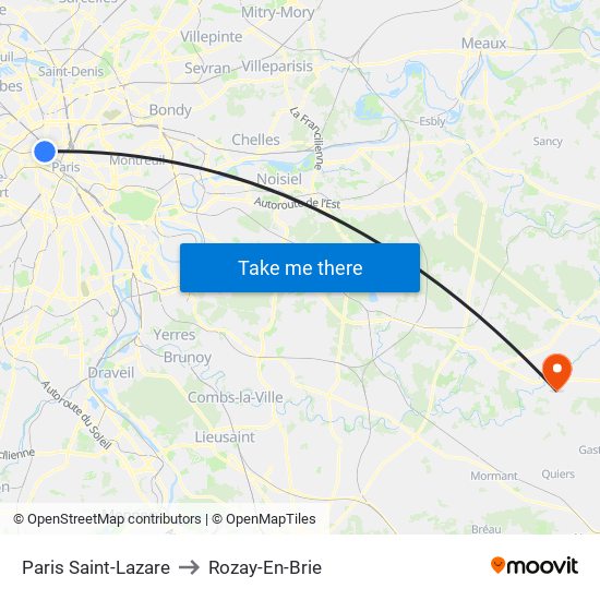 Paris Saint-Lazare to Rozay-En-Brie map