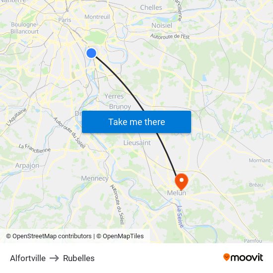 Alfortville to Rubelles map