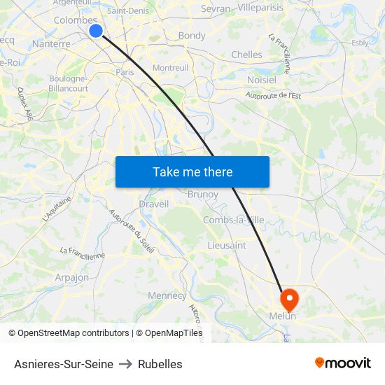 Asnieres-Sur-Seine to Rubelles map