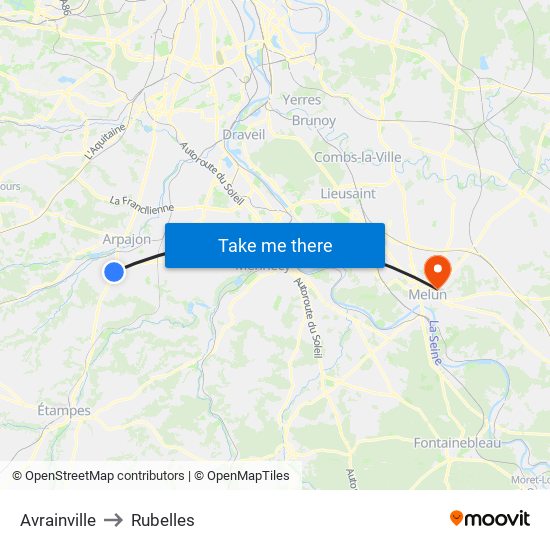 Avrainville to Rubelles map