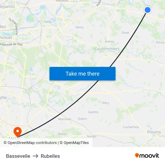 Bassevelle to Rubelles map