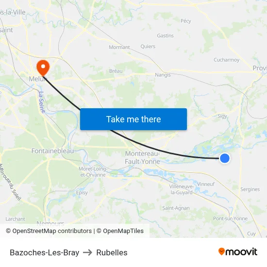 Bazoches-Les-Bray to Rubelles map