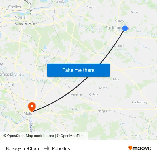 Boissy-Le-Chatel to Rubelles map