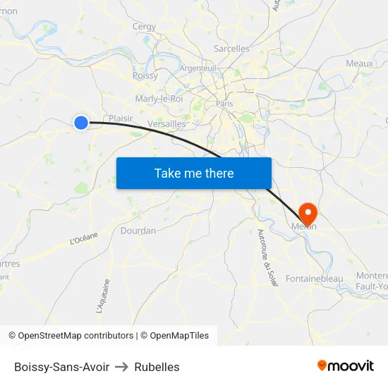 Boissy-Sans-Avoir to Rubelles map