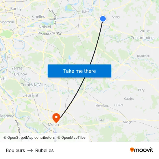 Bouleurs to Rubelles map