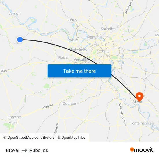 Breval to Rubelles map