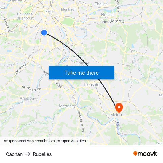 Cachan to Rubelles map