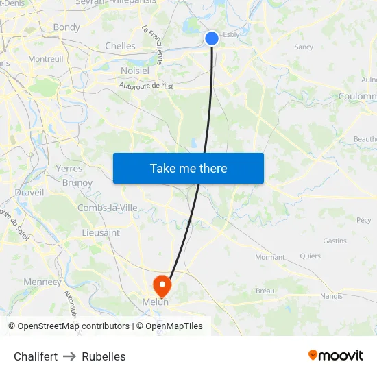 Chalifert to Rubelles map