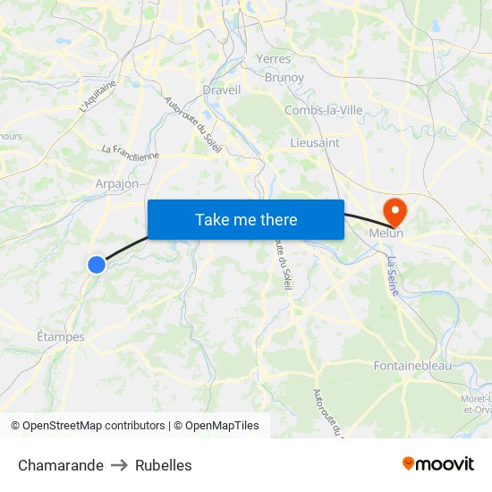 Chamarande to Rubelles map