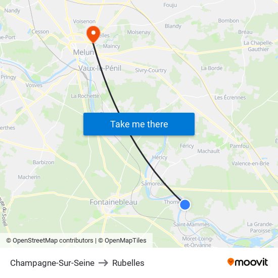 Champagne-Sur-Seine to Rubelles map