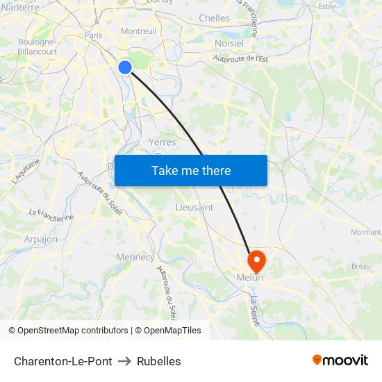 Charenton-Le-Pont to Rubelles map