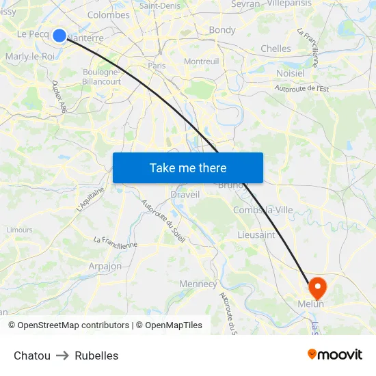 Chatou to Rubelles map