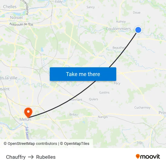 Chauffry to Rubelles map