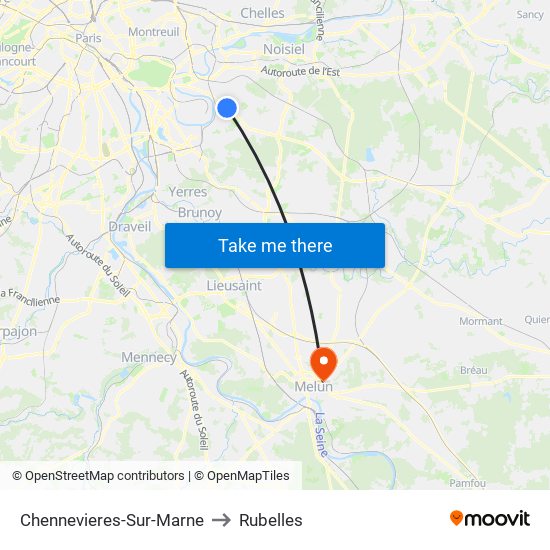 Chennevieres-Sur-Marne to Rubelles map