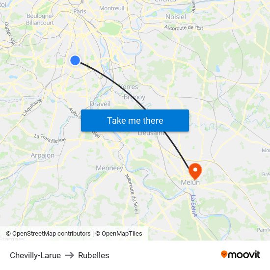 Chevilly-Larue to Rubelles map