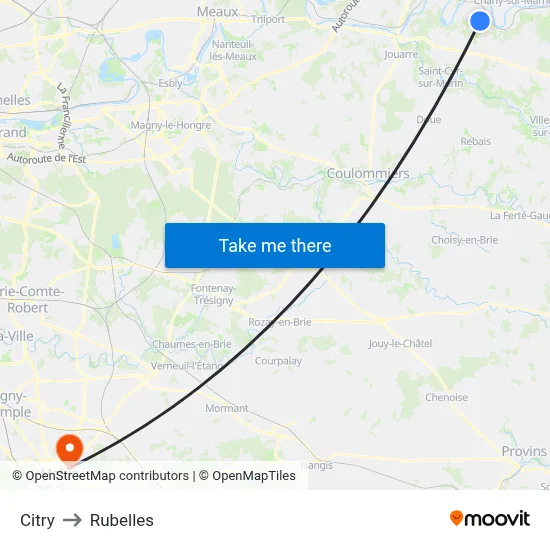 Citry to Rubelles map