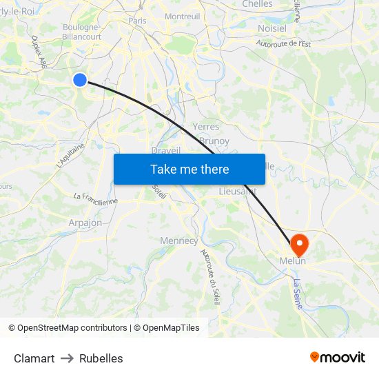 Clamart to Rubelles map