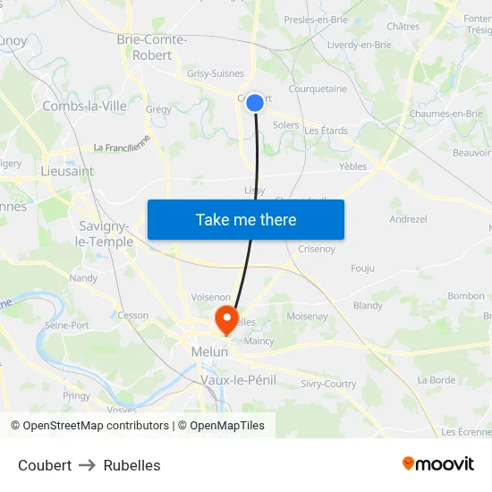 Coubert to Rubelles map