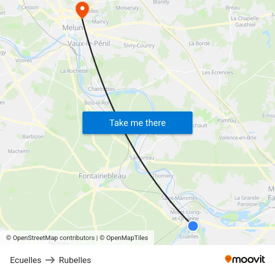 Ecuelles to Rubelles map