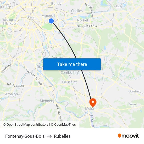 Fontenay-Sous-Bois to Rubelles map