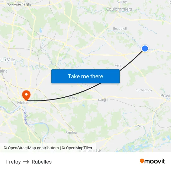 Fretoy to Rubelles map