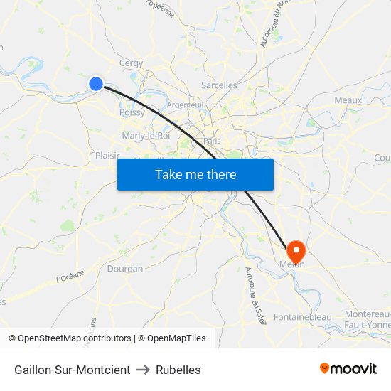 Gaillon-Sur-Montcient to Rubelles map