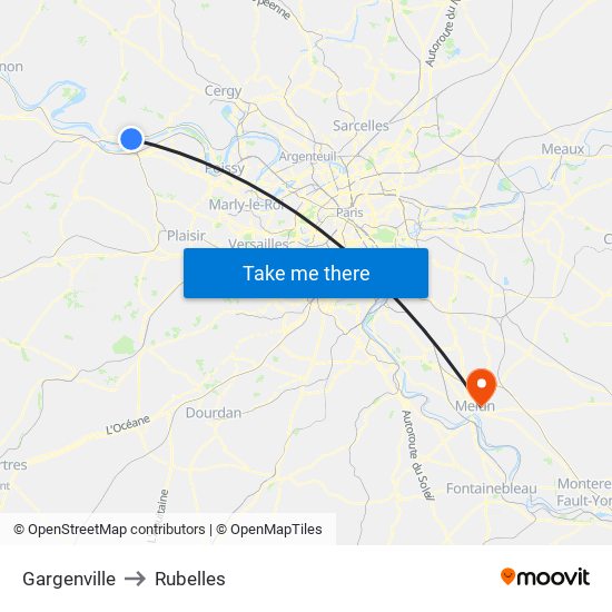 Gargenville to Rubelles map