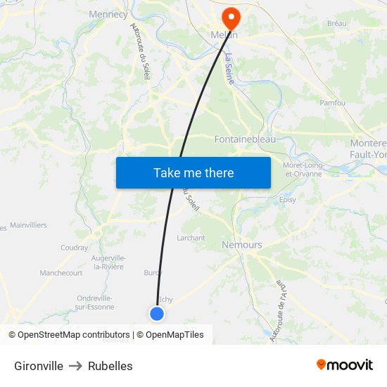 Gironville to Rubelles map
