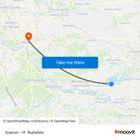 Gravon to Rubelles map
