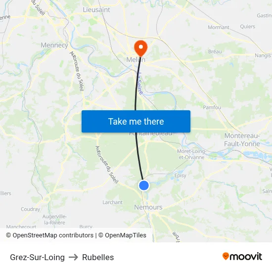 Grez-Sur-Loing to Rubelles map