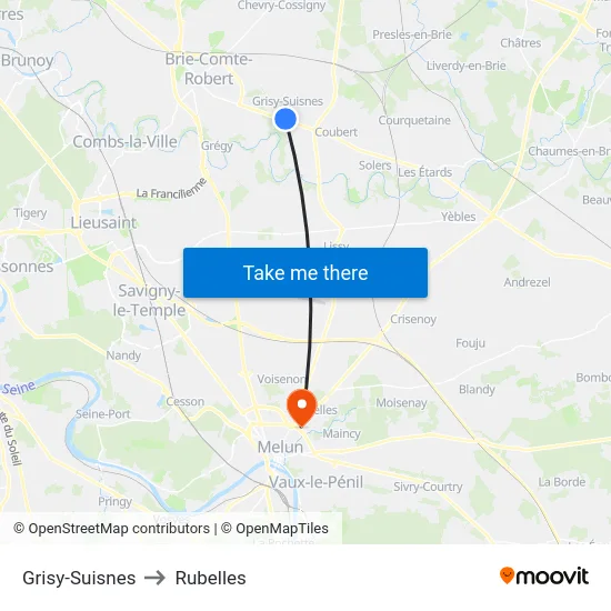 Grisy-Suisnes to Rubelles map