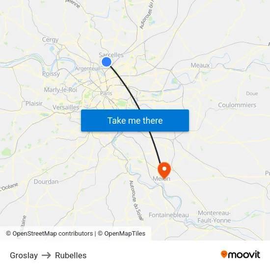 Groslay to Rubelles map