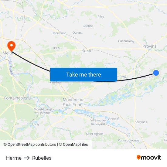 Herme to Rubelles map